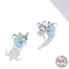 Zilveren oorbellen met blauwe schildpad - 925 sterling zilverOorbellen