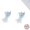 Zilveren oorbellen met blauwe schildpad - 925 sterling zilverOorbellen