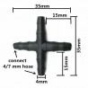 Croix droite pour tuyau 4/7 mm - raccord cannelé 1/4 - tuyau fileté - micro irrigation jardin - 20 pièces