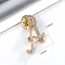 English crystal letters - alphabet - golden broochBrooches