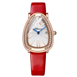 CHENXI - montre quartz élégante avec strass - étanche - bracelet cuir - rouge