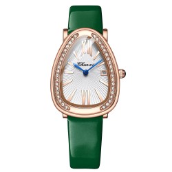 CHENXI - élégante montre Quartz avec strass - étanche - bracelet cuir - vert