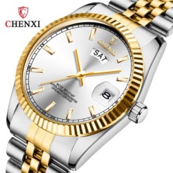CHENXI - montre à quartz de luxe - chronographe - double calendrier - étanche - acier inoxydable