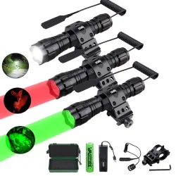 Q5 T6 - 5000lm - lampe de poche LED - batterie 18650 - chargeur USB - lumière rouge