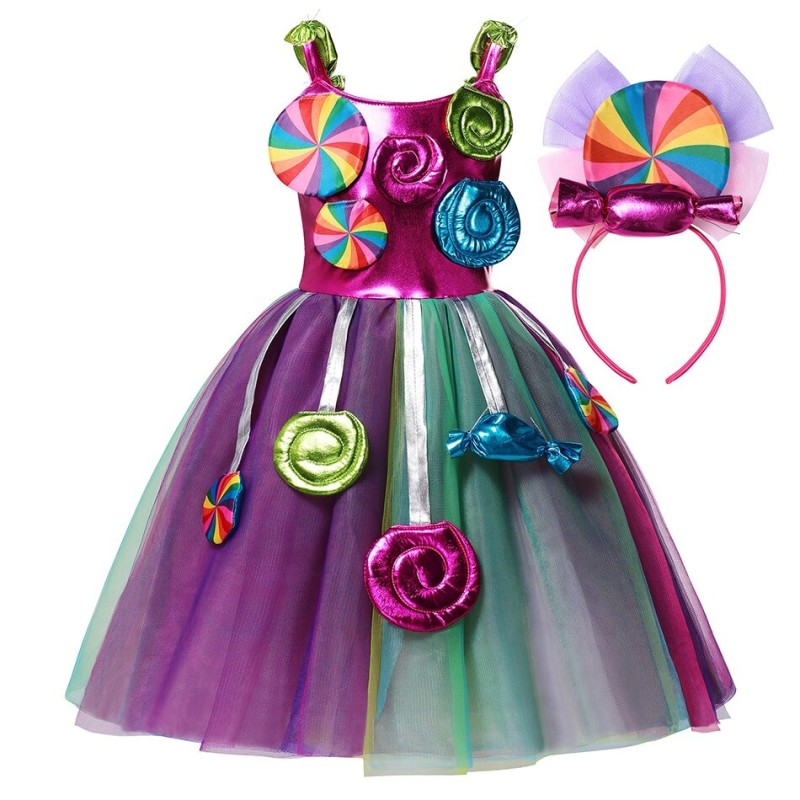 Robe de princesse - sucettes / bonbons / couleurs arc-en-ciel - déguisement fille