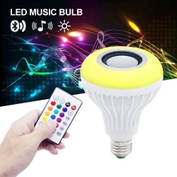 Ampoule intelligente RGB / LED - dimmable - avec haut-parleur Bluetooth - déportée - E27 - 12W