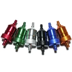 Filtre à gaz / gasoil / essence / huile moto aluminium - avec clips - 6 mm