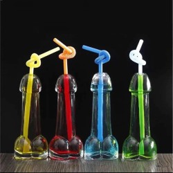 Penisvormig drinkglas - met rietjes / trechter - 150 ml - 2 stuksBar producten