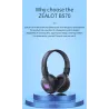 Zealot B570 - Bluetooth-hoofdtelefoon - headset - LCD-scherm - micro-SD-slot - microfoon - ruisonderdrukkingHeadsets