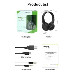 Zealot B570 - Bluetooth-hoofdtelefoon - headset - LCD-scherm - micro-SD-slot - microfoon - ruisonderdrukkingHeadsets