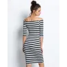 Robe rayée épaules dénudées - slim
