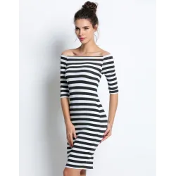 Robe rayée épaules dénudées - slim