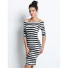 Robe rayée épaules dénudées - slim