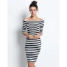 Robe rayée épaules dénudées - slim