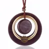 Vintage handgemaakte hanger - lange ketting - leren touwkettingHalskettingen