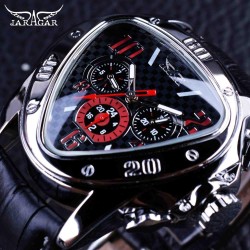 copy of JARAGAR - automatique de luxe - bracelet en cuir véritable - montre triangle