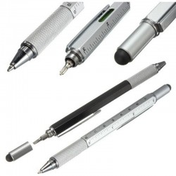 Stylo multifonction 7 en 1 - règle - tournevis - niveau à bulle - stylet pour écran tactile