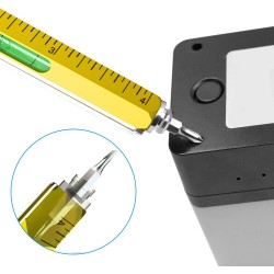 Stylo multifonction 7 en 1 - règle - tournevis - niveau à bulle - stylet pour écran tactile