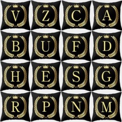 Housse de coussin déco noire - lettres de l'alphabet doré - 45*45 cm
