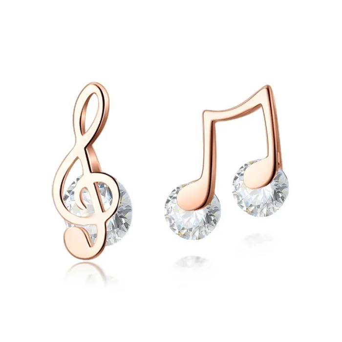 Muzieknoten oorbellen - met kristal - 925 Sterling zilverOorbellen