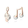 Boucles d'oreilles notes de musique - avec cristal - Argent sterling 925