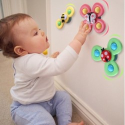 Jouet rotatif pour bébé - fidget spinner - avec ventouse - 3 pièces
