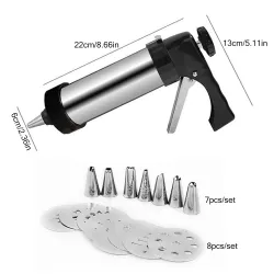 Cookie press gun - icing/decoreren - RVS - setBakvormen