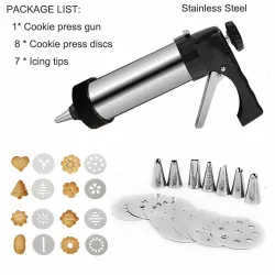 Cookie press gun - icing/decoreren - RVS - setBakvormen
