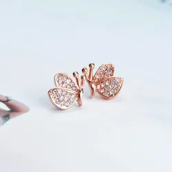Oorbellen met diamanten vlinders - 925 sterling zilverOorbellen