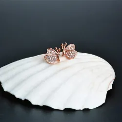 Oorbellen met diamanten vlinders - 925 sterling zilverOorbellen
