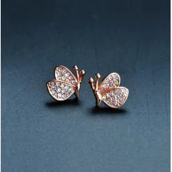 Oorbellen met diamanten vlinders - 925 sterling zilverOorbellen