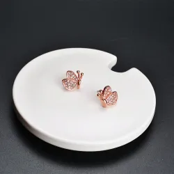 Oorbellen met diamanten vlinders - 925 sterling zilverOorbellen
