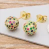 Boucles d'oreilles en forme de boule - avec des cristaux colorés