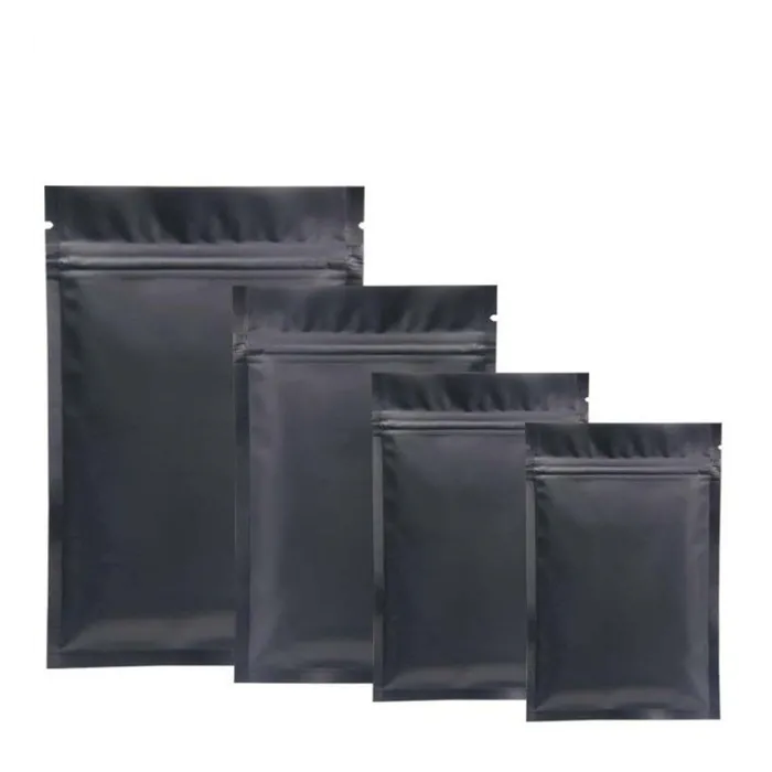 Mat zwart - aluminiumfolie zakjes - hersluitbaar - ziplock - 100 stuksOpbergzakken