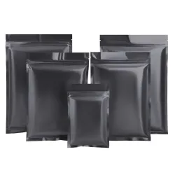 Mat zwart - aluminiumfolie zakjes - hersluitbaar - ziplock - 100 stuksOpbergzakken