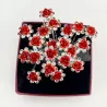 Épingles à cheveux argentées - rose rouge / cristaux - 20 pièces