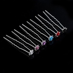 Épingles à cheveux argentées - roses colorées / cristaux - 20 pièces