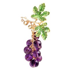 Raisins violets en verre - broche en cristal