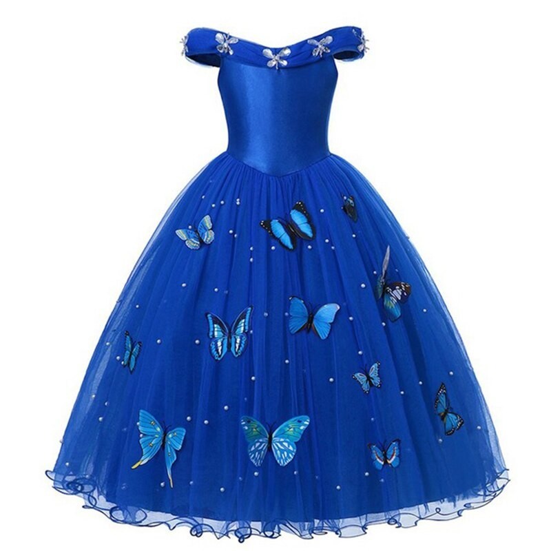Robe princesse papillons bleue - déguisement fille