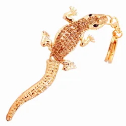 Crocodile doré cristal - porte-clés