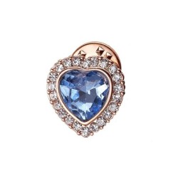 Broche en forme de coeur - avec cristal bleu
