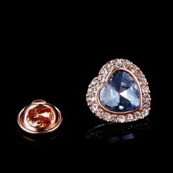 Heart shape pin - with blue crystalBrooches