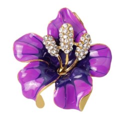 Fleur violette avec cristaux - broche broche
