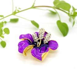 Purple flower with crystals - pin broochBrooches