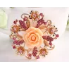 Fleur rose en résine avec cristaux - broche broche