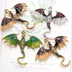 Dragon en cristal - broche vintage