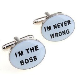 "Je suis le patron" / Je ne me trompe jamais" - boutons de manchette en argent