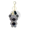 Kristallen teddybeer met pom pom van bont - sleutelhangerSleutelhangers