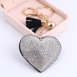 Coeur en cristal - porte-clés en métal