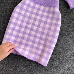 Ensemble à carreaux en maille - jupe - gilet - cardigan